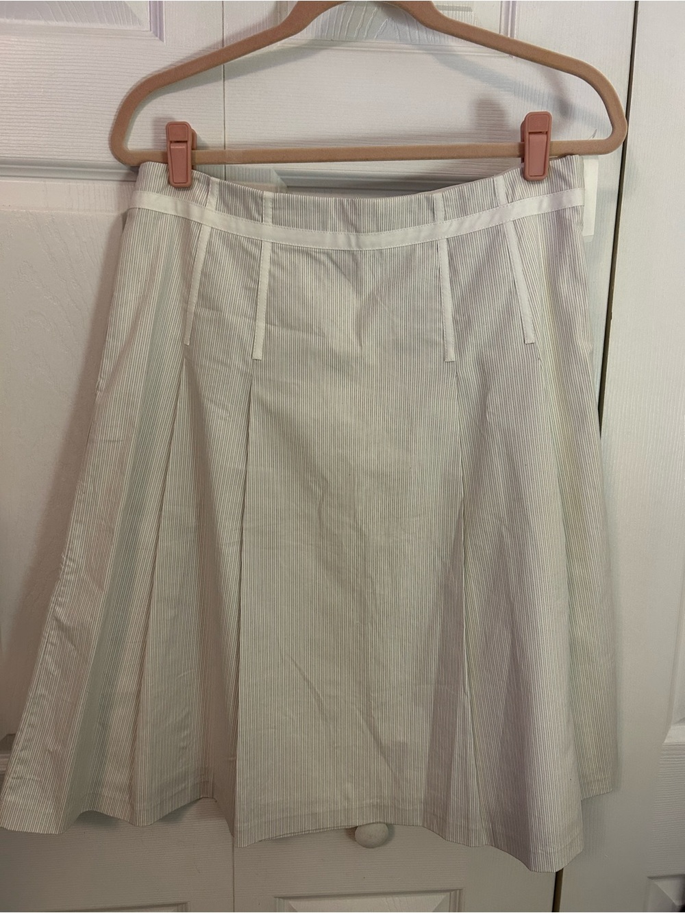 GAP White Pinstripe A-Line Skirt